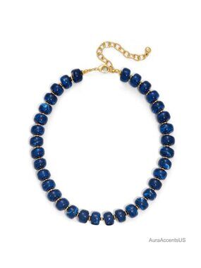 Resin Chunky Beaded Necklace Women Minimalist Statement Jewelry Handmade Gold